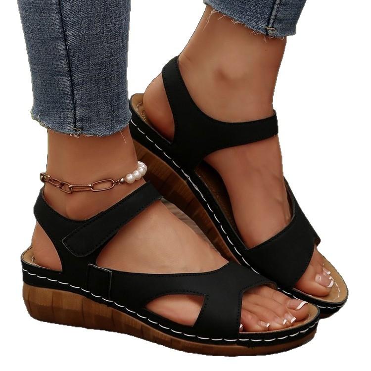 Women's Buckle Ankle Strap Sandals Summer Platform Wedge Sandals Comfortable Non-Slip Walking Sandals Beach Shoes Open Toe Dressy Shoes for Women
