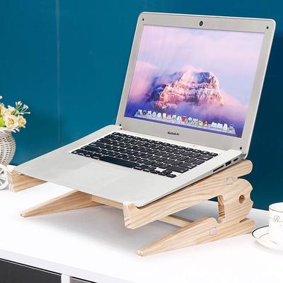 Universal Wood Laptop Stand For Desk 10-17 Inch Macbook Air Pro 13 15 Storage Detachable Wooden Notebook Holder Accessories