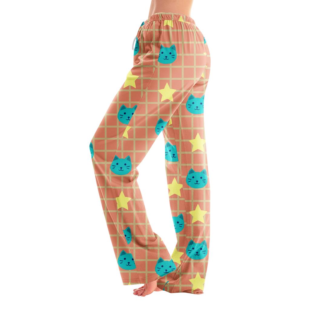 Pyžamové kalhoty Noční prádlo Ležérní Stahovací šňůrka Elastický pas Kalhoty Pohodlné Rovné Jóga Volné Kalhoty