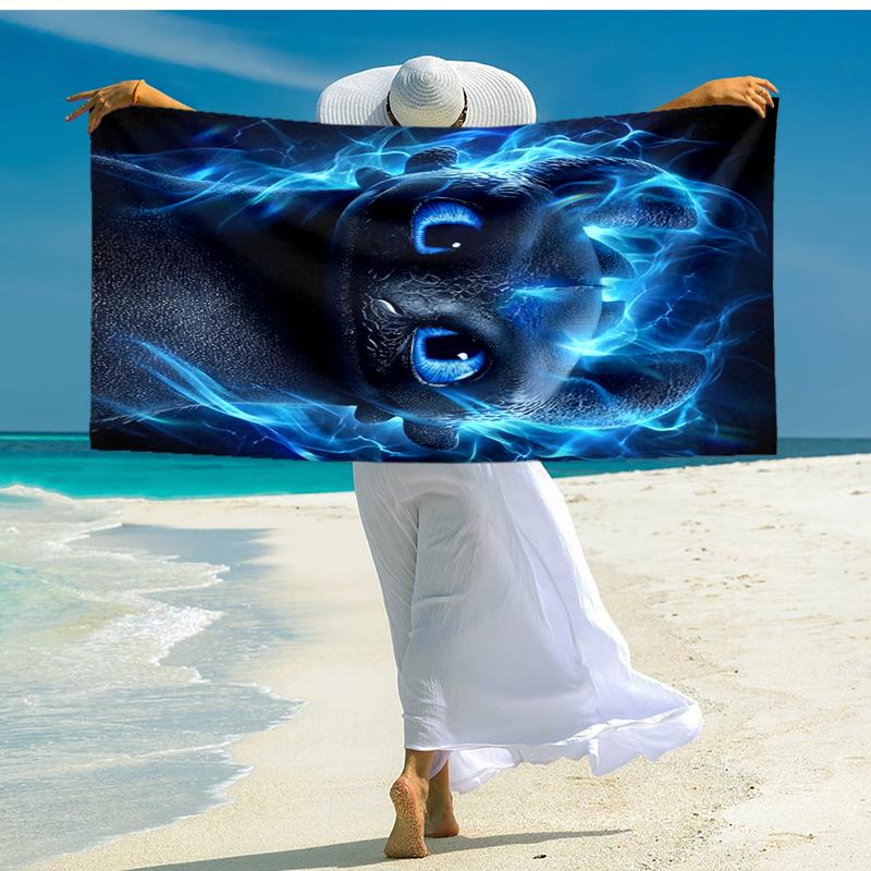 1pc Toothless2 Beach Towel, Comfortable and Thick, and Swimming/Bath/Picnic/Camping Towel, Suitable for Seaside Beaches