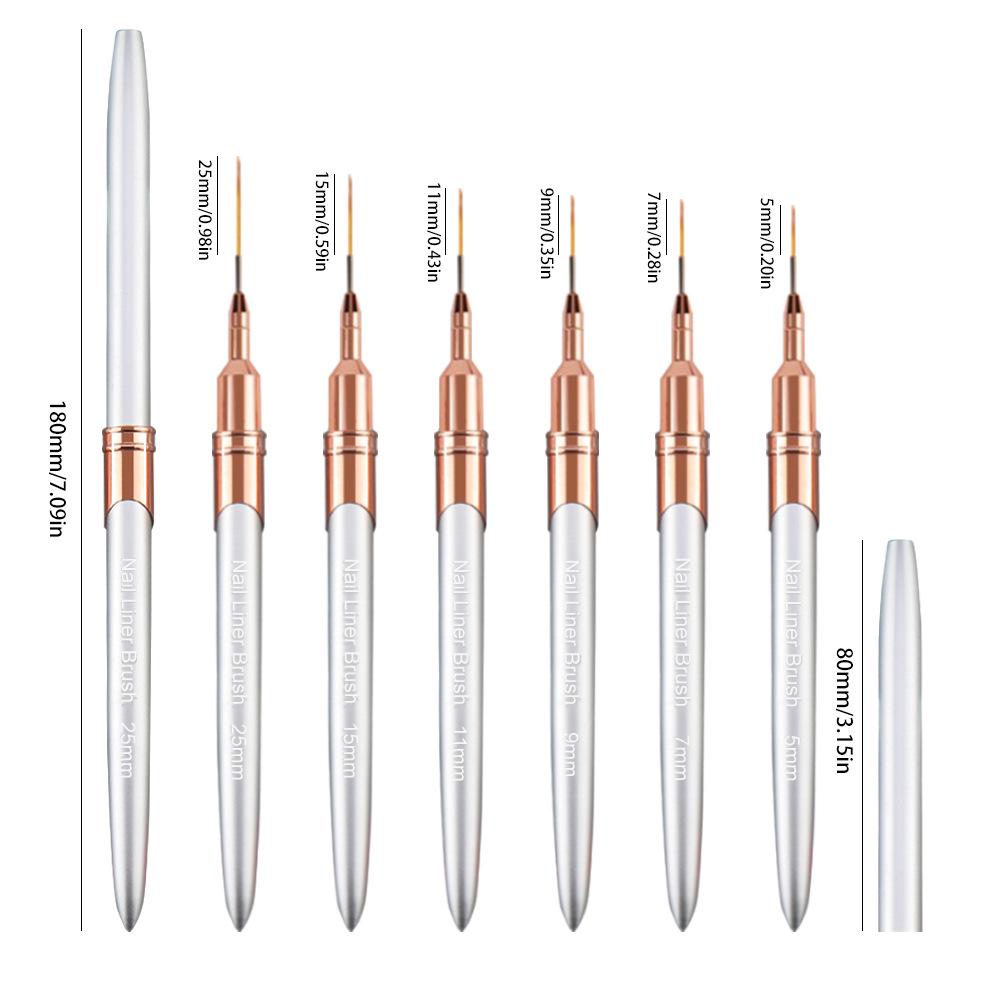 

Ultra-Fine Silver Liner Nail Art Brush Set, 6-Piece Metal Handle