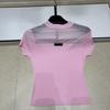 Summer 2026 Casual Sexy Knit Mesh Hollow Round Neck Short Sleeve Slim Fit Top