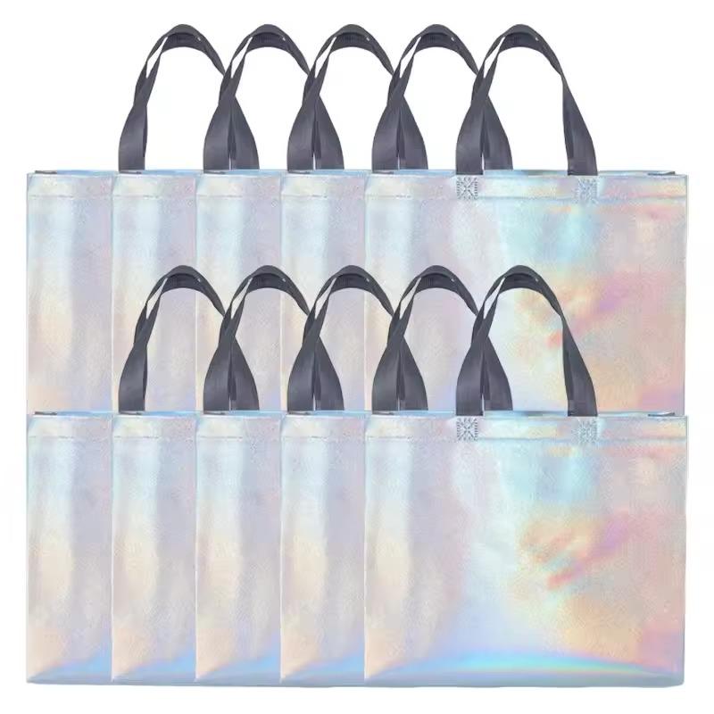5/10PCS Laser Non-woven Gift Bags Reusable Shopping Bags Tote Grocery Storage Bags Birthday Party Wedding Supplies