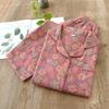 New Arrival SpringSummer Pajama Set 100 Cotton Fragmented Flower Long-cut Sleeved Pants Two Piece Buckle Set Ladies
