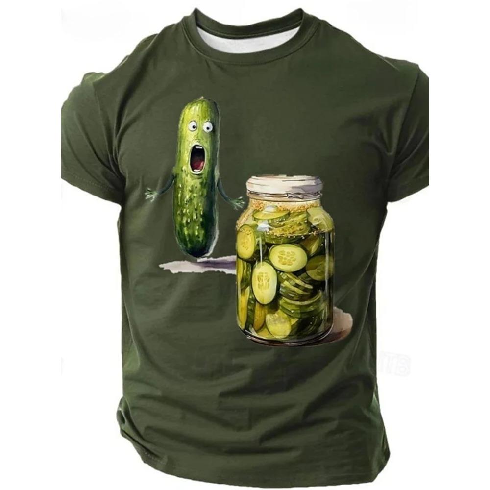 

Футболки з мультяшним візерунком огірків Літні дихаючі топи для вулиці Модні чоловічі футболки з круглим вирізом та коротким рукавом M