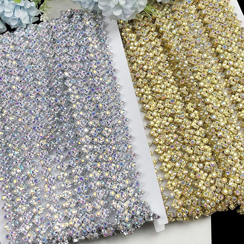 1.2cm Rhinestone Embroidered Chain Lace, Miao Ethnic Waist Decor, DIY Clothing Accessory - 9 Meters