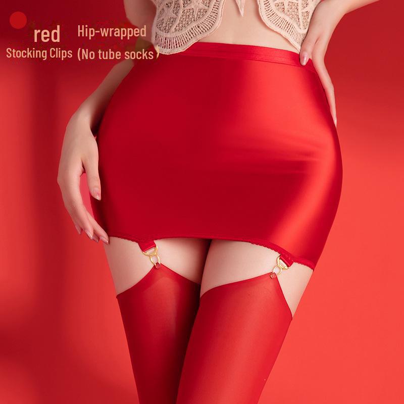 Qinghe Shiny Ultra-Thin Garter Over-Knee Stockings with Detachable Clips