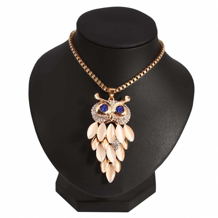 Women's Long Owl Sweater Chain High-end Simple Dress with Necklace Fashion Jewelry