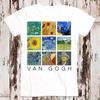 Van Gogh Målning Collage med Stjärnklar Natt Solrosor Bästsäljande T-shirt 8999