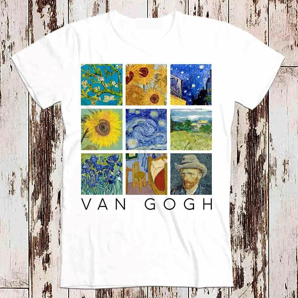 Van Gogh Painting Collage with Starry Night Sunflowers Best Seller T Shirt 8999 S
