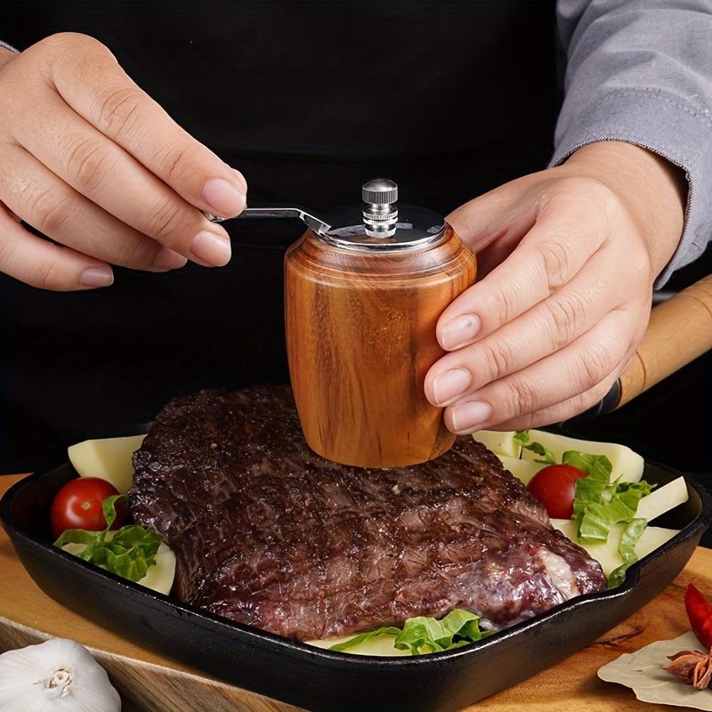 Wooden Grinder Set Acacia Wood Pepper Mill Ceramic Core Manual Spice Grinder BBQ Tools