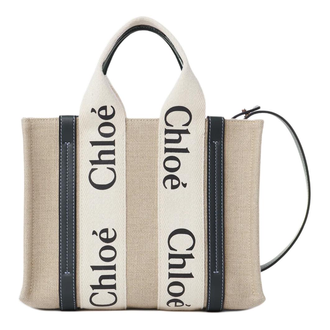 

Chloe Woody Detachable Adjustable Shoulder Strap Linen Tote Bag Shopping Bag Women Tote Bags White Blue CHC22-AS397I26-91J Basic Set (Bag+Dust Bag)