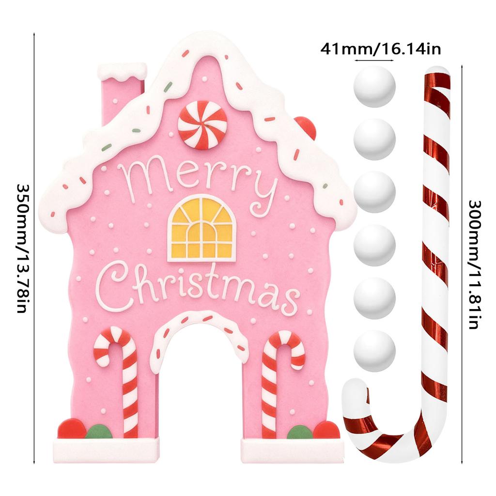 Christmas Gingerbread Golf Game Set W/ Candy Cane Club & 6 Balls Xmas Golf Gingerbread House Kit for Family Holiday Party Decor