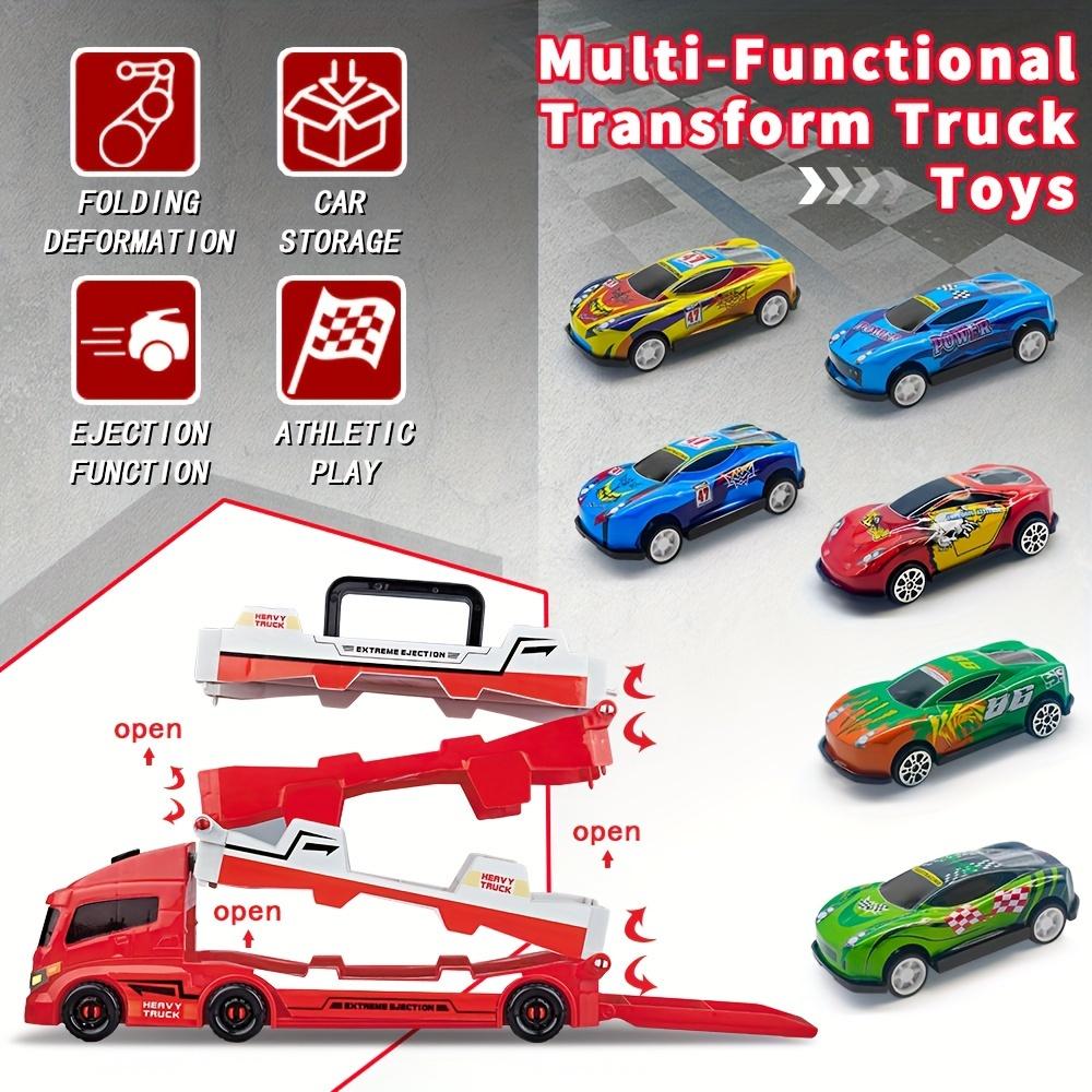 New Launching Car Tow Truck Kids Toy, 6 Small Car Set, 35.4 inch Super Long Size, Develops Organizing and Hands-On Skills, Gift.