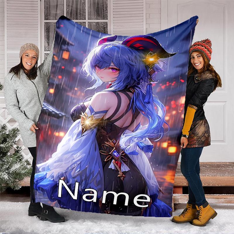Personalized Custom Name Blanket - Genshin Impact characters Print Design,Blanket for Sofa,Bed,Travel,Camping - Soft and Warm, Great Gift