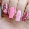 Love Heart False Nails Valentines Day Full Cover Stick On Nails Square Press On Nails Manicures Supplies for Winter