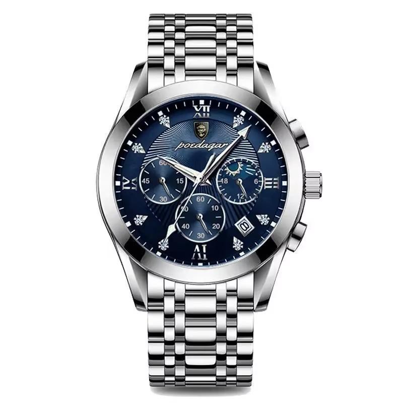 Poedagar 820  Custom Men Quartz Watch Leather & Stainless Steel Strap Sport Business Watch Bulk /ODM Wristwatch
