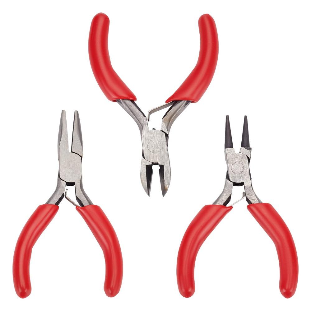 3pcs Red Mini Pliers Set Plastic Wire Stripping Pliers Portable Cutter Wire Pliers  Worker