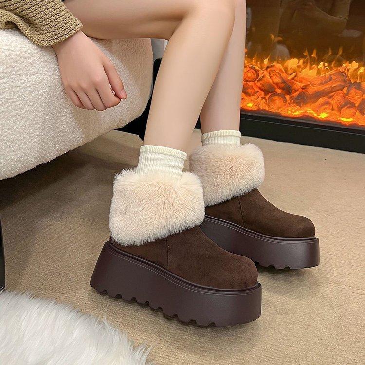Small Muffin Thick-soled Velvet Snow Boots Winter Internet Celebrity Super Fire Hair Short Boots