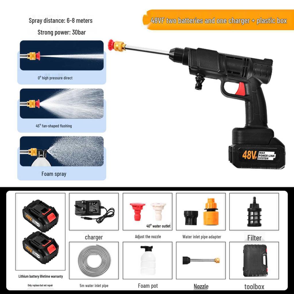 Portable High-Pressure Cordless Car Wash Gun with Rechargeable Battery