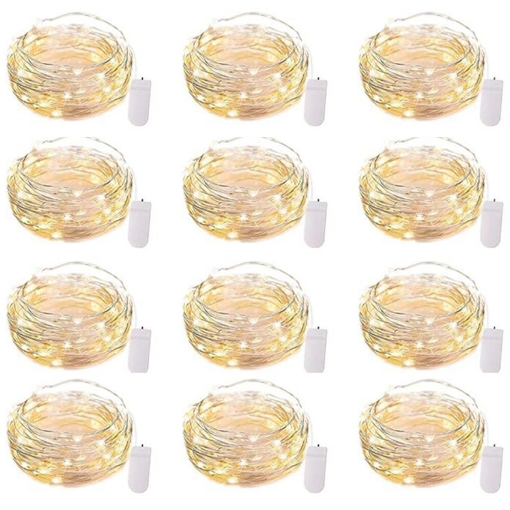 12 Packs 2M Copper Wire String Lights Waterproof Festival Decorative Light  Indoor Room