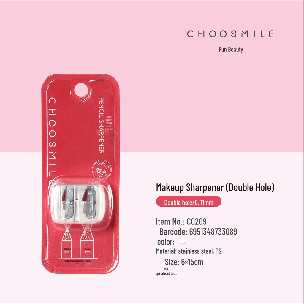 Dual-Hole Makeup Pencil Sharpener with Sharp Stainless Steel Blades for Large & Small Pencils