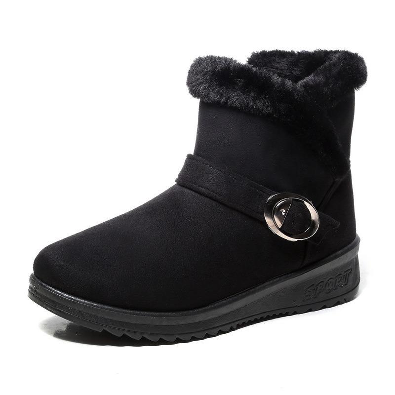 Dame Vinterstøvler Semsket Ankel Snøstøvler Kvinne Varme Fôr Plysj Innersåle Komfortable Botas Mujer Flate Sko Kvinne