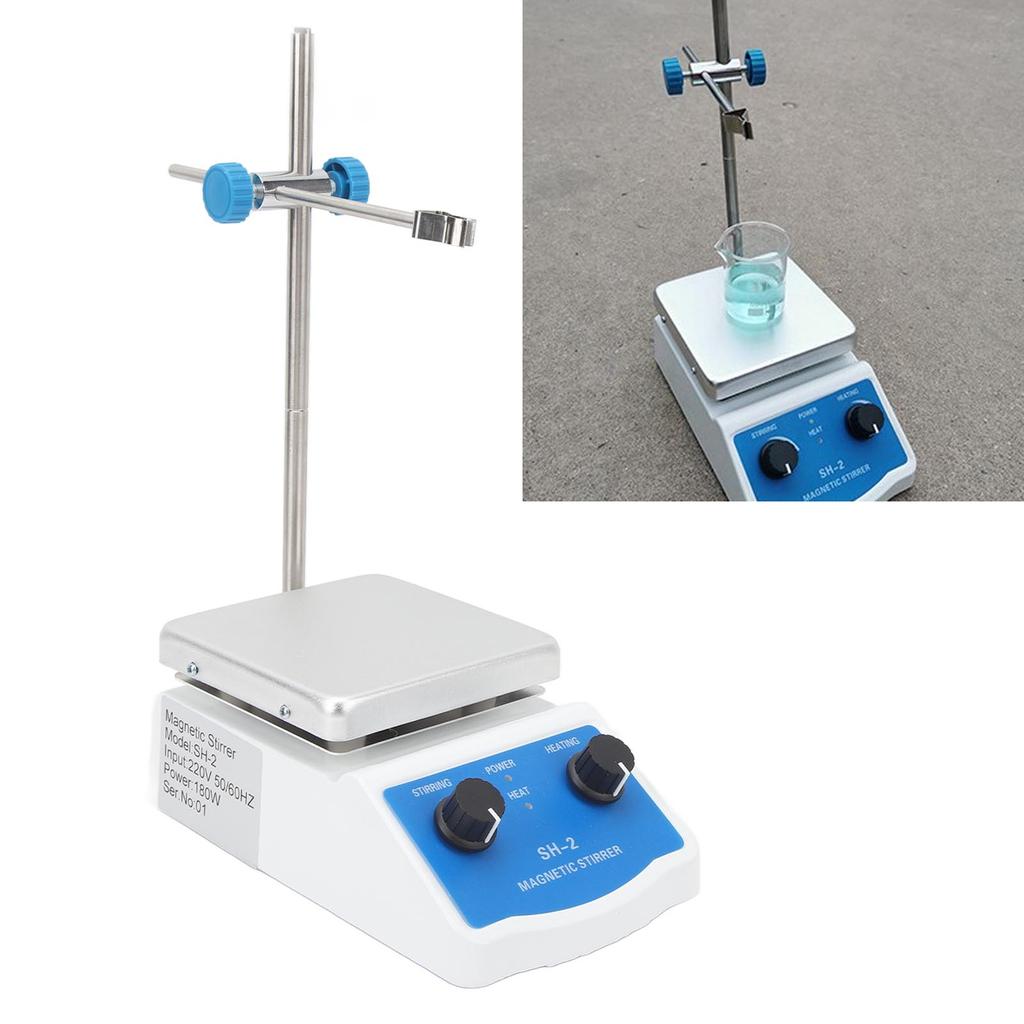 Magnetrührer Heizplatte Heizplatte Mischer 662℉ 350℃ 2000ml 100‑1600 U/min Stufenlos verstellbar für Labor UK-Stecker 220V