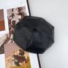 Pu Leather Hat for Women Autumn and Winter Beret British Retro Painter Hat Showing Face Small Literary and Versatile Octagonal Hat Pumpkin Hat Hat