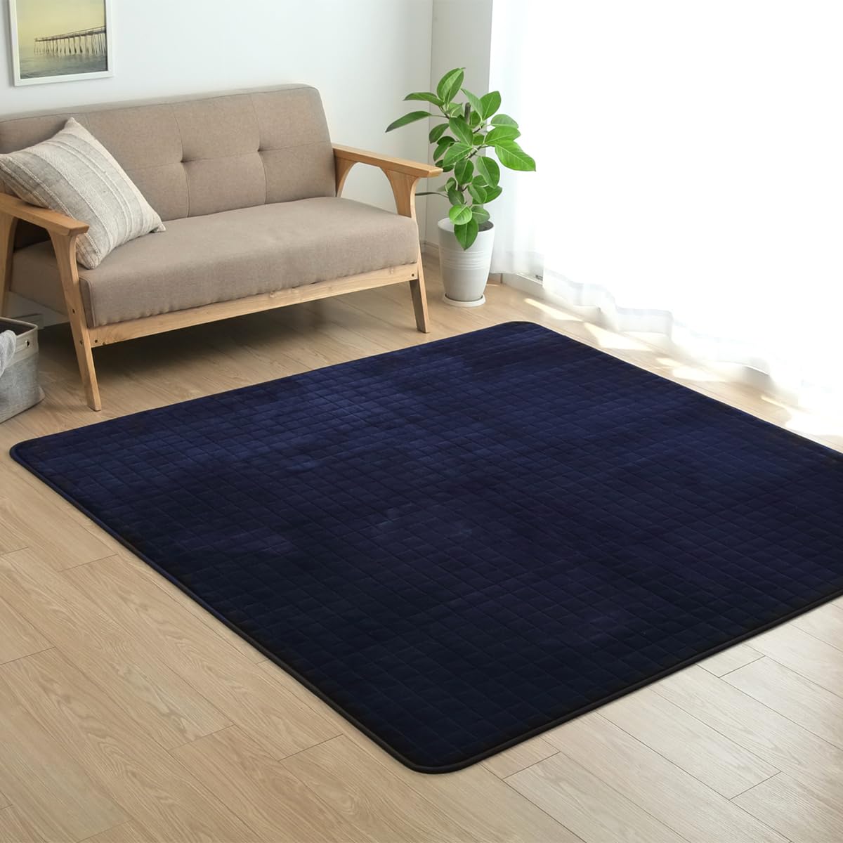 

Ikehiko Rug Carpet Mat Aluminum Sheet Rectangular For 1 Tatami Layer AZ Navy 90 x 185cm Soft Heat Storage Heat Insulation Warm 5 Layer Structure