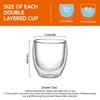 4PCS Glass Coffee Mugs , Double Wall Insulated Thermal Cups, Clear Glass Coffee Cup for Tea/Juice/Milk, Cappucino Espresso Mug