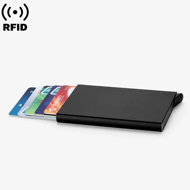 Rfid Business Credit Card Holder Metal Men Women Wallet Small Vistit Bank Cardholder Case Thin Minimalist Wallet for Men Vallet