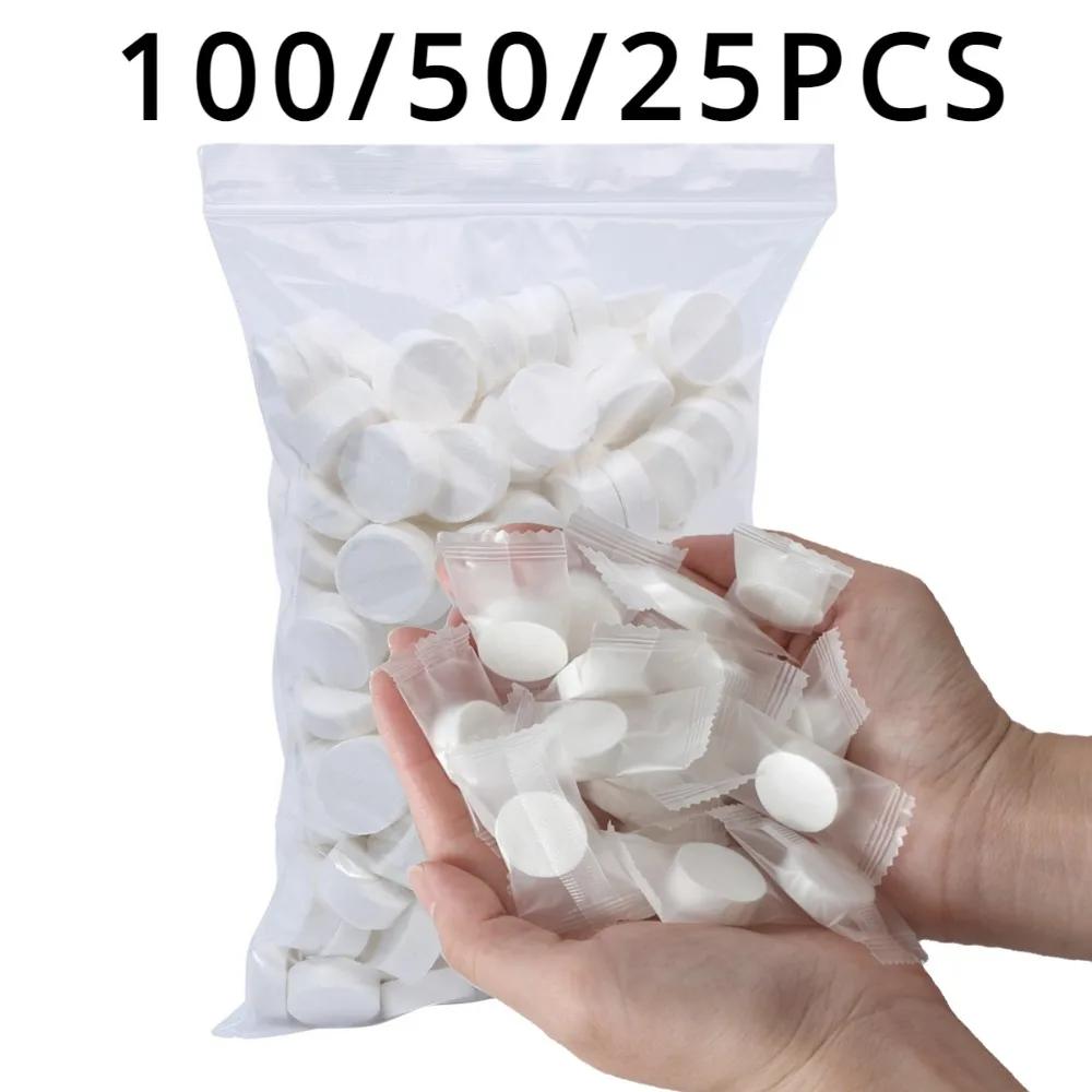 

100/50/25PCS Compressed Towel Disposable Coin Face Towel Portable Makeup Cleaning Cloth Outdoor Travel Barbecue Camping Hotel 20PCS білий