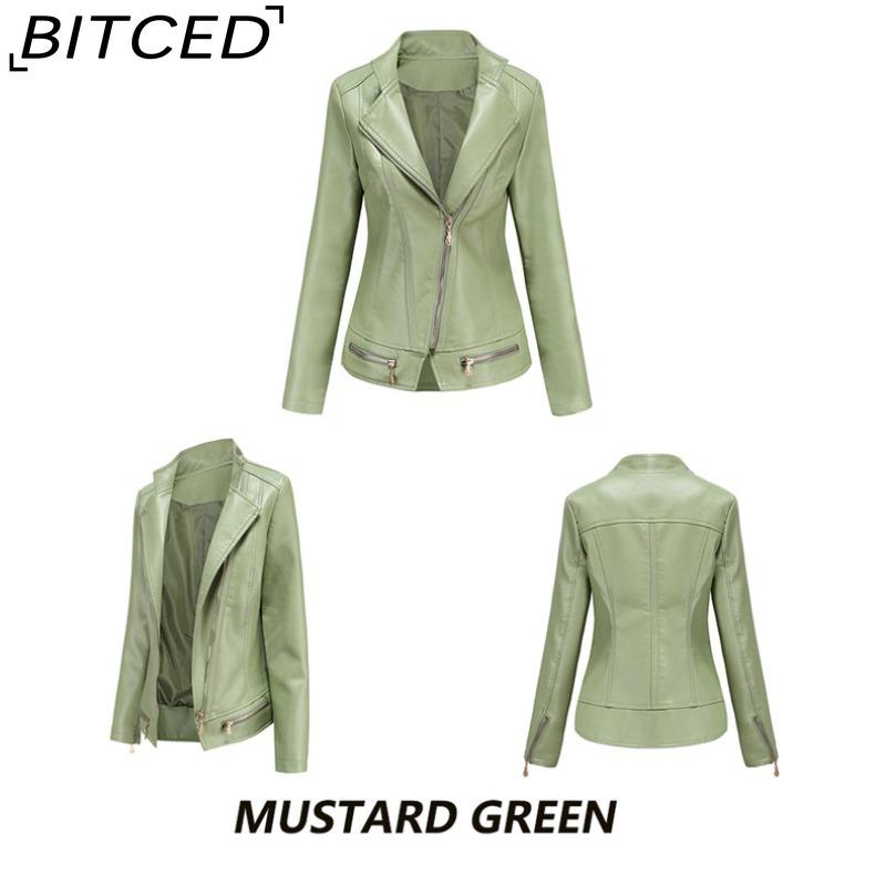 BITCED Women's Spring/Autumn Fashion PU Leather Jacket - Lightweight Spring/Autumn Short Jacket for Women S-4XL Casual Wear - Chic Style