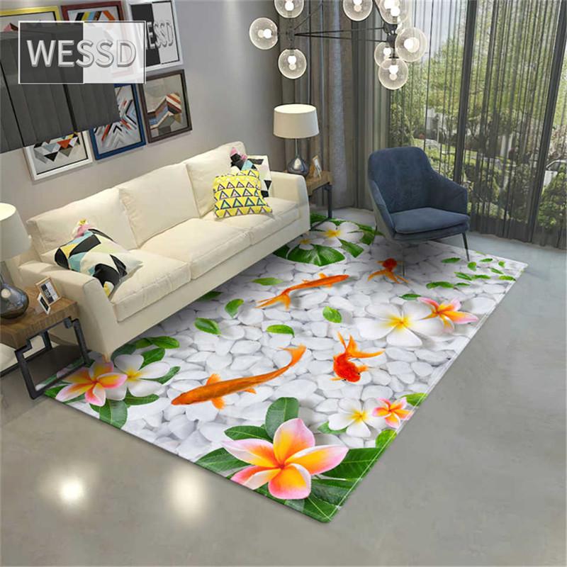 Carp Fish 3D Carpet For Living Room Large Rug House Coffee Table Mat Decorative Soft Bedroom Floor Mat Bathroom Mat Sponge