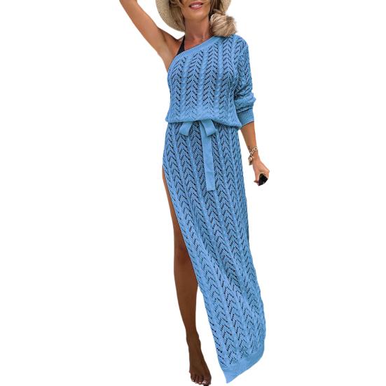 Bikini šaty Slim Fit s vysokým pásom Jednofarebné Klasické Sexy Priehľadné Pletenie Bikiny Zakrývacie šaty Streetwear