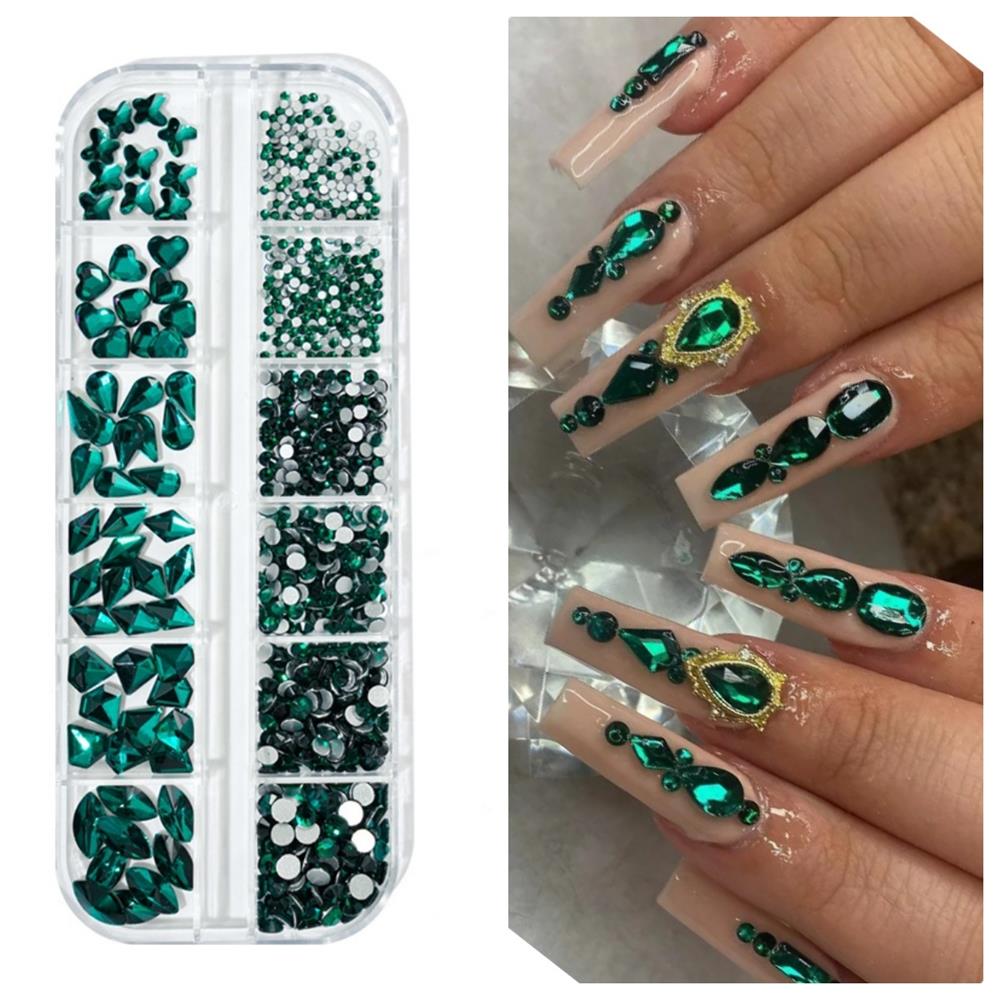 1 Box Luxus Glänzende Diamant Nagelkunst Strasssteine Stein Strass Glas 3D Nägel Zubehör Schmuck AB/Bunt Hotfix Maniküre Dekorationen#