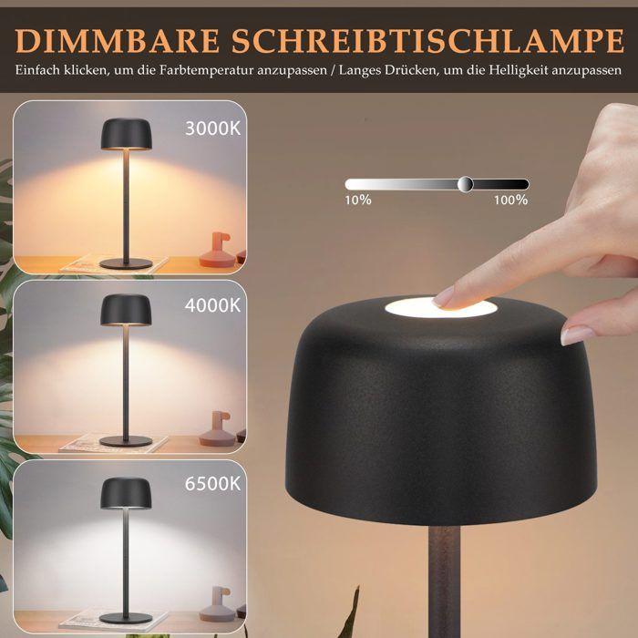 Lot de 2 lampes de table LED - NETTLIFE - Lot de 2 - Sans fil - Tactile dimmable - 3 températures de couleur