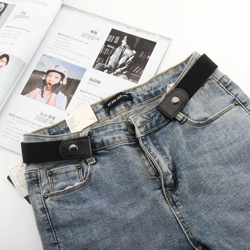 Elastischer Ledergürtel für Damen und Herren mit Druckknopf und verstellbarer Länge für Freizeitkleidung