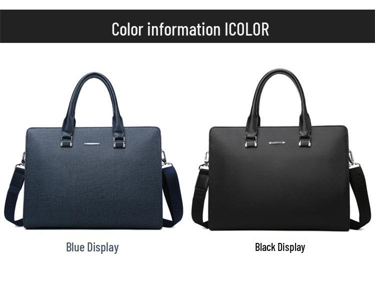 Men's PVC Horizontal Business Casual Briefcase - Large Capacity Laptop & Document Bag