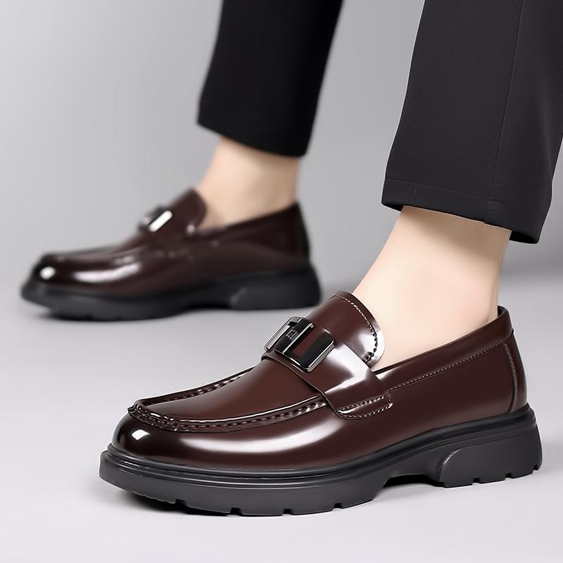 Luxury Brand Mens New Loafers Men Casual Shoes Thick Bottom Men British Brown Wedding Dress Shoes Leather Fashion Male Footwear
