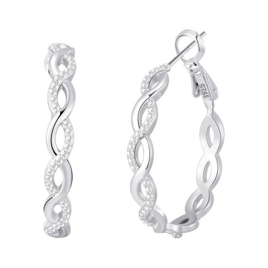 

1 пара женских сережек с круглыми ажурными стразами, украшение в виде витого кольца для ушей, для женщин, для свиданий, выпускного вечера серебряный