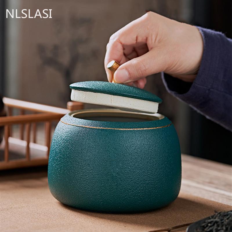 Cerámica Retro China Lata de Té Portátil Sellada Tanque de Almacenamiento Tarro de Té de Viaje Organizador de Especias de Cocina Bote para Café y Dulces