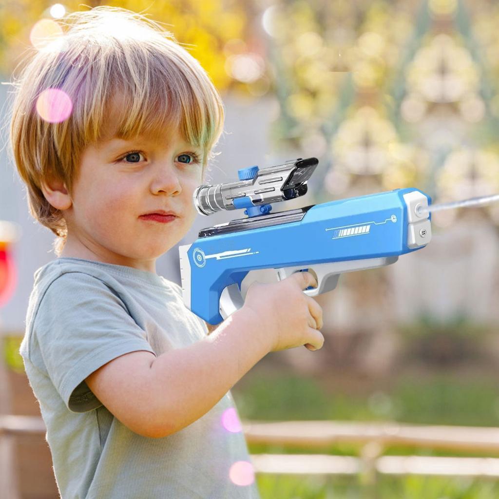 Electric Water Guns, Large Range, Automatic Filling, Rechargeable, Blue, Kids & Adults