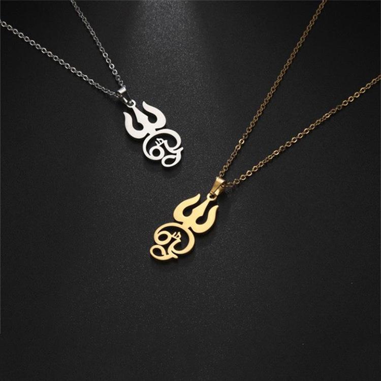 Tamil Om Sign Pendant Necklaces for Women Girls Stainless Steel TAMIL OM Symbol Jewelry