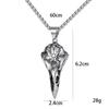 Nordic Raven Skull Viking Stainless Steel Necklace with Punk Style Eagle Beak Pendant for Men.