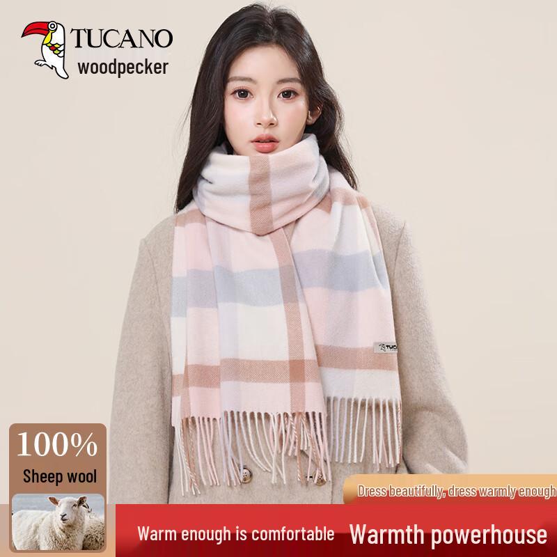 

TUCANO Women s Pure Wool Plaid Scarf/Shawl One Size