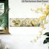 2D Flat, Vintage Hydrangea Metal Wall Art - 3.94 X 15.74inch, UV-Printed Alumium Decorative Sign with Realistic White Flowers and Green Leaves