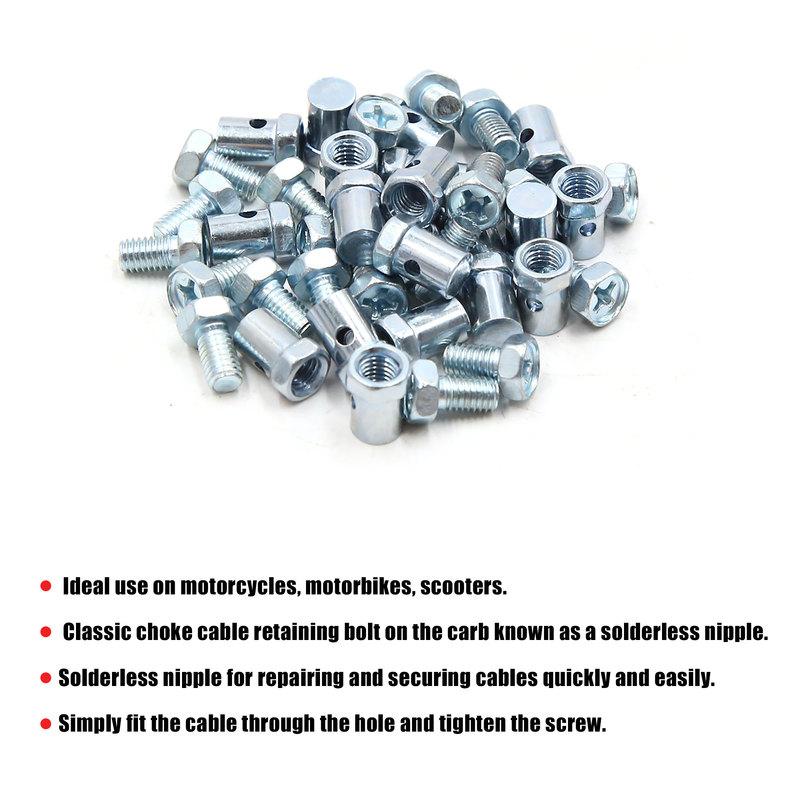 10/20/25/30/40/50/70/100pcs 5mm Thread Dia 15 x 8mm Brake Cable Wire Solderless Nipple Screw Silver Screw For Motorcycle