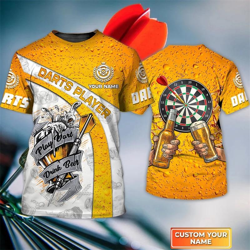 

New In 3D Printing Dart T Shirt Men Custom Name Darts Team T-Shirt Summer Sports Short Sleeve Tops Fashion Round Neck Tees 6XL